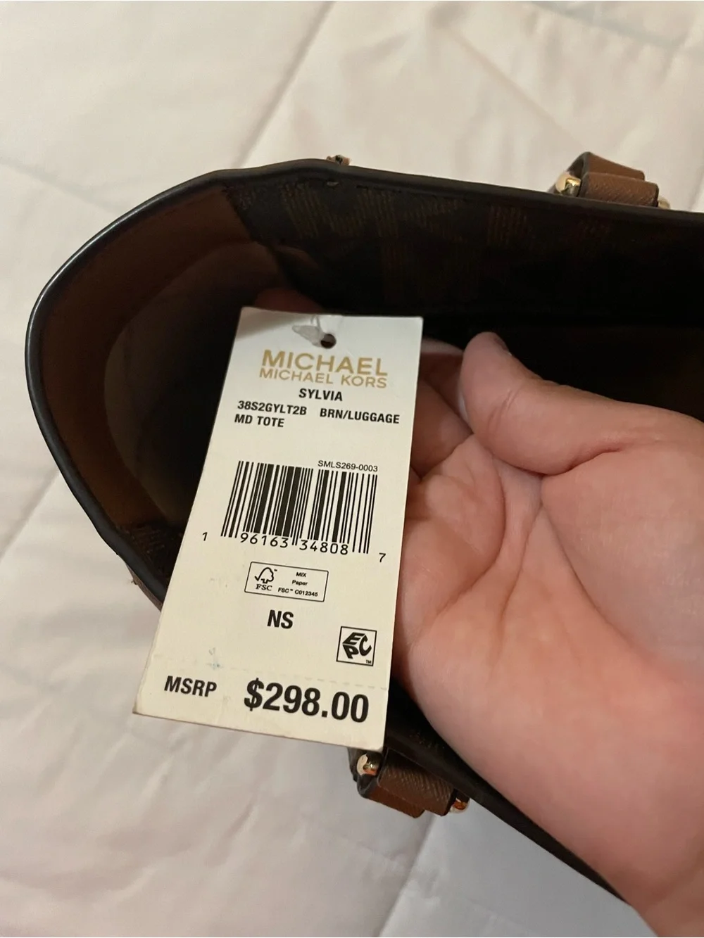 Michael Kors Brown Logo Tote with Tan Trim